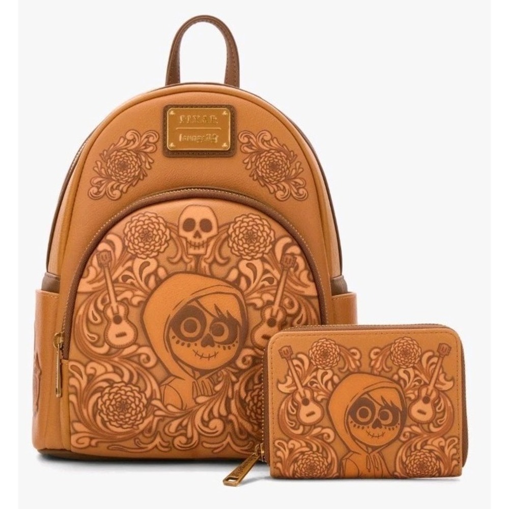 Loungefly Disney Pixar Coco Floral Miguel Tonal "Day Of The Dead Backpack WALLET